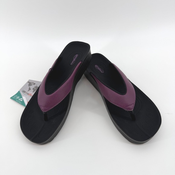 Aerothotic Womens Flip Flops Thong Sandals Plum Orthotic Comfort Size 9 - Picture 3 of 10